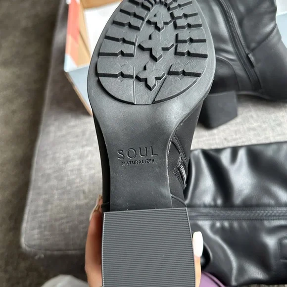 NWT Soul Naturalizer Black Buckle Knee High Leather Boots - Picture 6 of 6